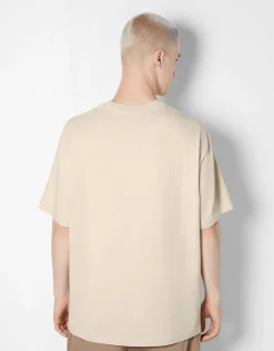BERSHKA T-shirt manches courtes boxy imprimé racing Camel Shop