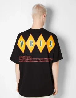 BERSHKA T-shirt manches courtes boxy imprimé racing Camel Online