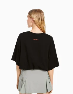 BERSHKA T-shirt manches courtes boxy fit imprimé The Notorious B.I.G. Noir Online