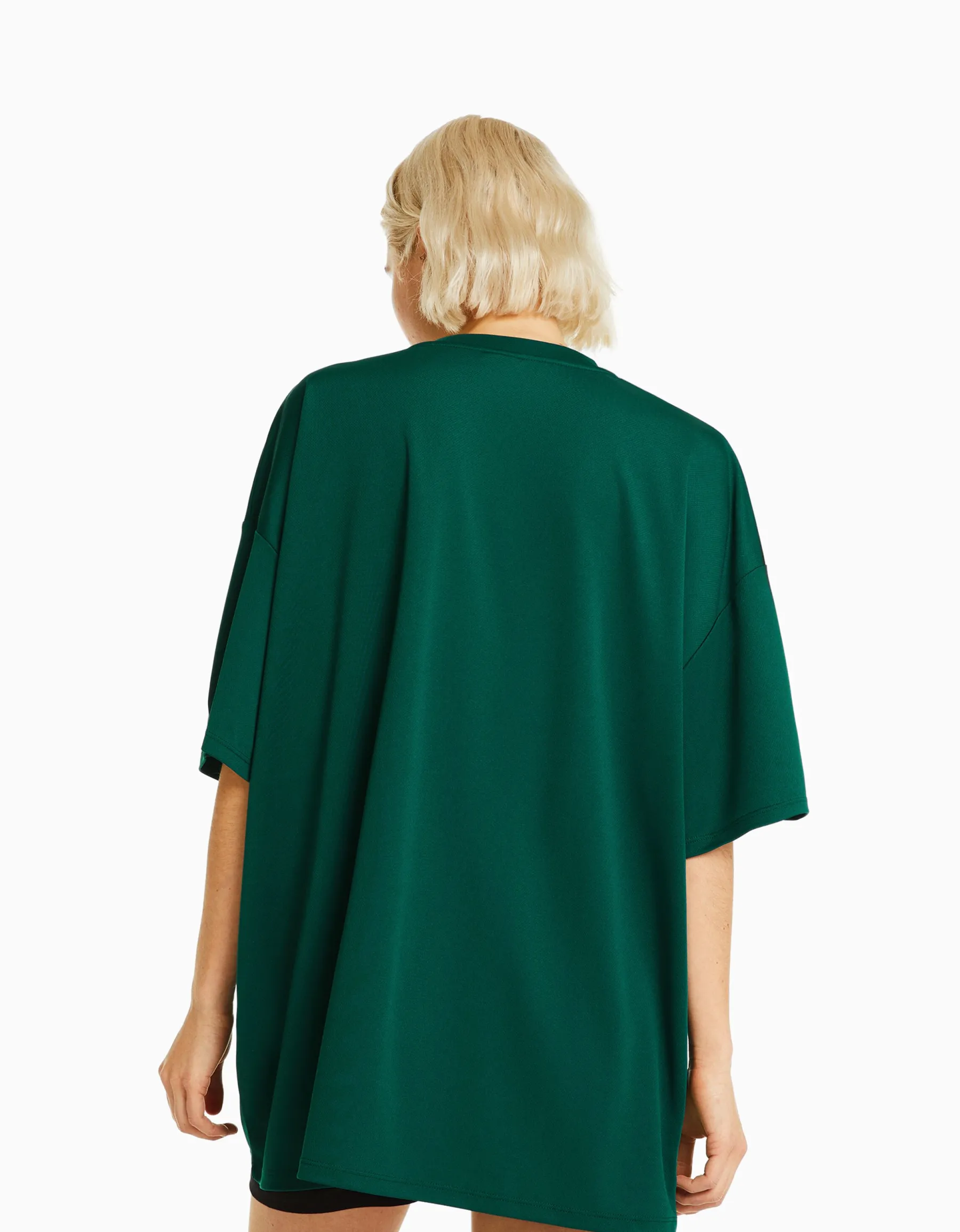 BERSHKA T-shirt manches courtes col polo football Vert Best