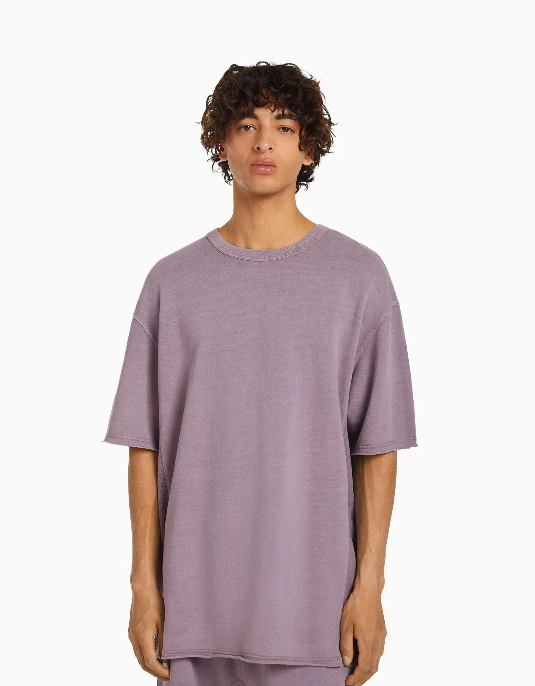 BERSHKA T-shirt manches courtes effet délavé Noir Clearance