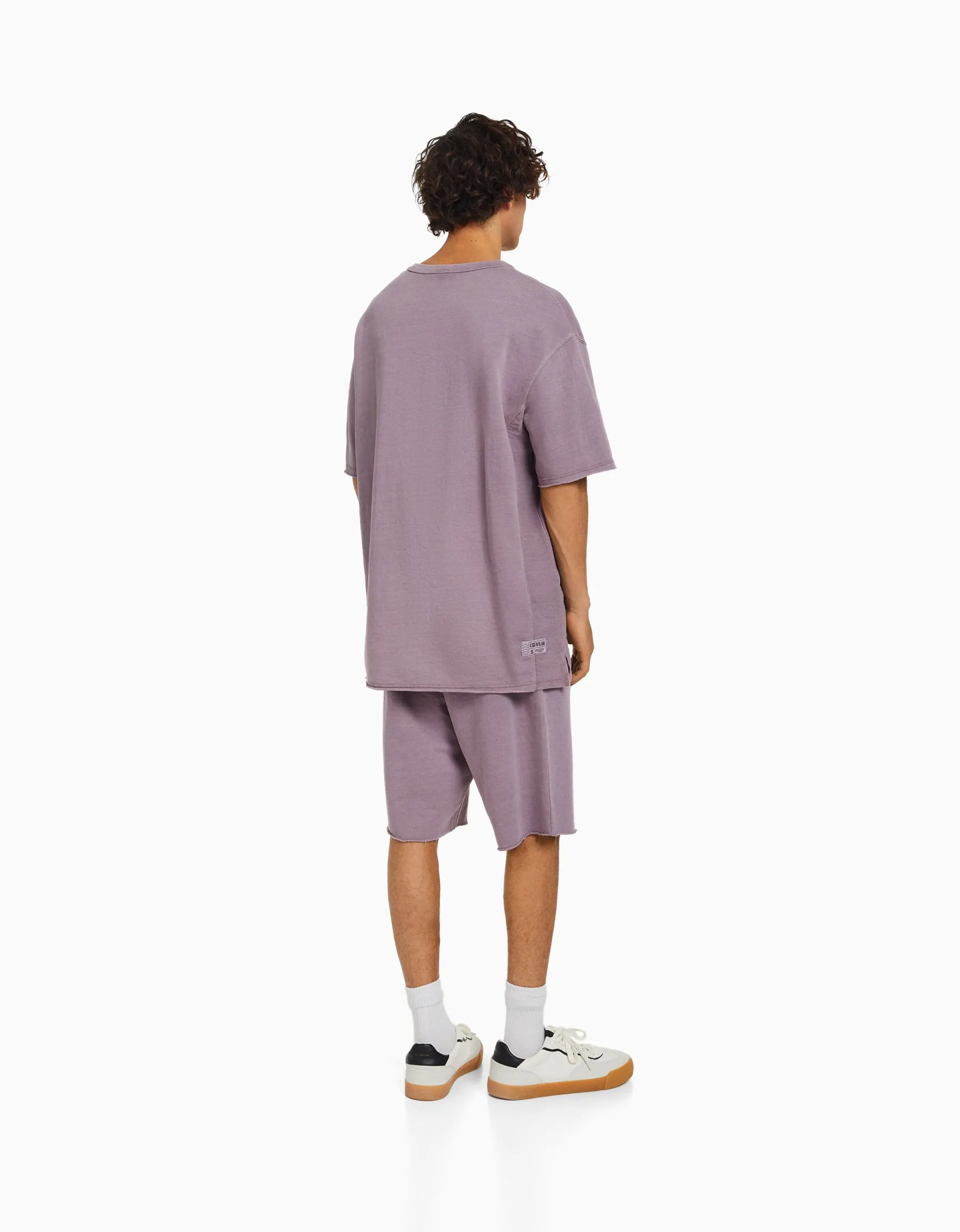 BERSHKA T-shirt manches courtes effet délavé Noir Clearance
