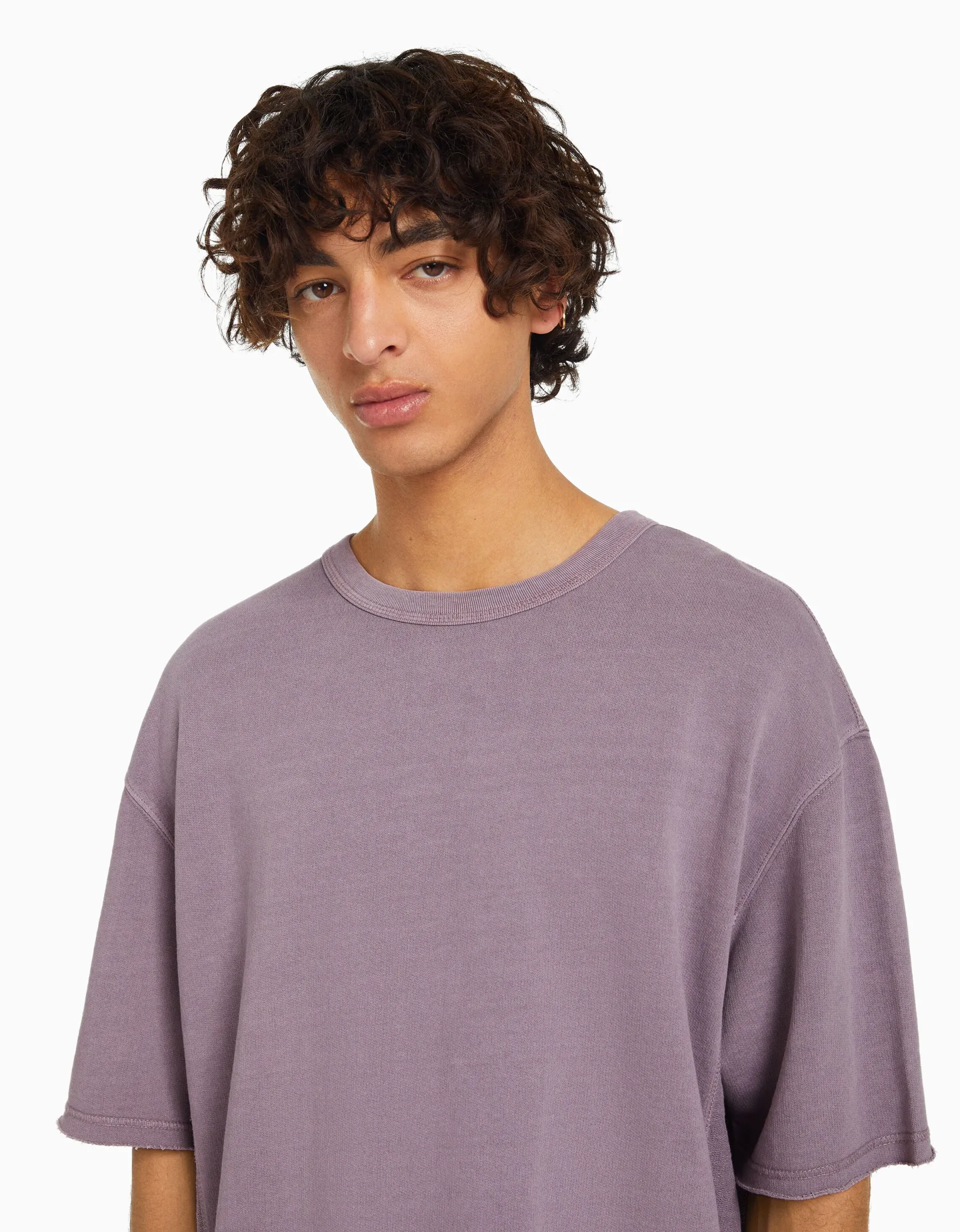 BERSHKA T-shirt manches courtes effet délavé Noir Clearance