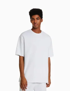 BERSHKA T-shirt manches courtes effet délavé Noir Best