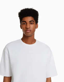 BERSHKA T-shirt manches courtes effet délavé Noir Best
