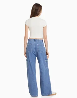 BERSHKA T-shirt manches courtes imprimé Noir Best