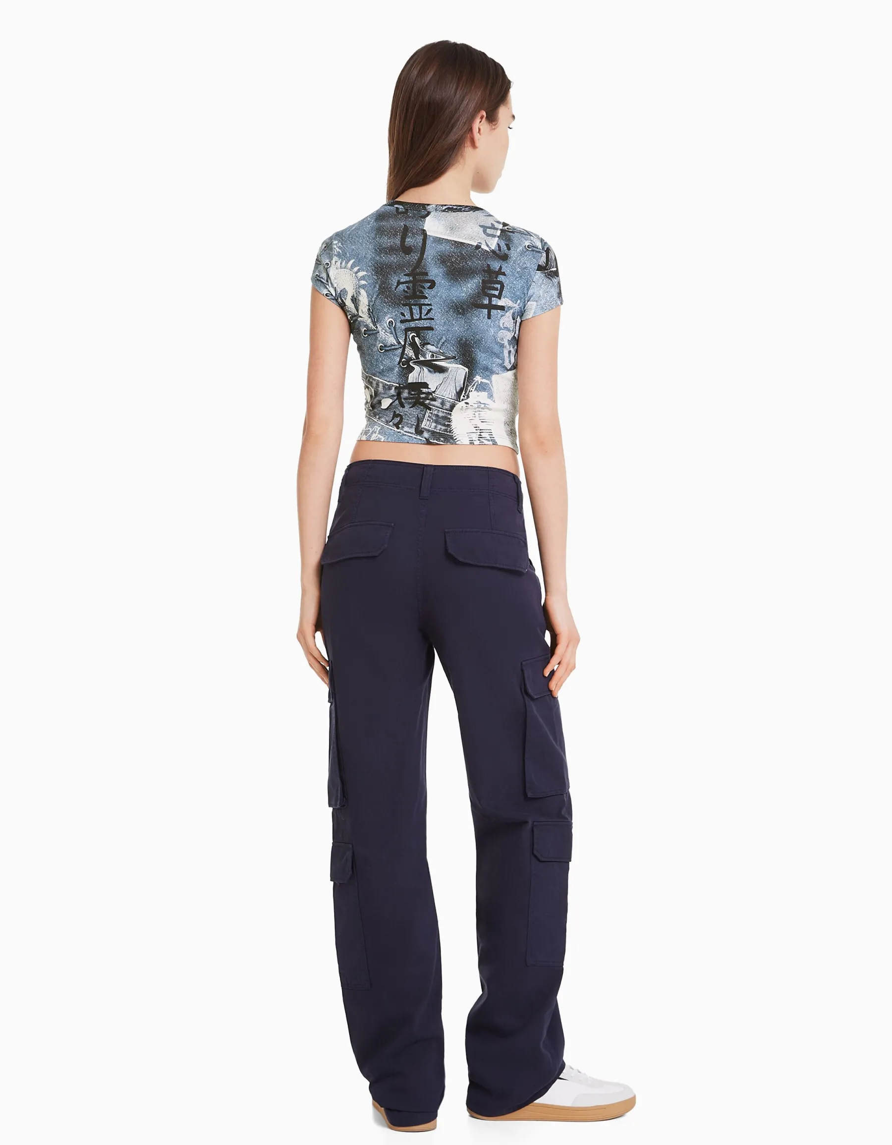 BERSHKA T-shirt manches courtes imprimé Noir Flash Sale