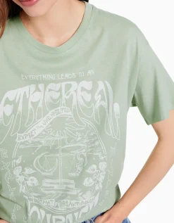 BERSHKA T-shirt manches courtes imprimé Gris Online