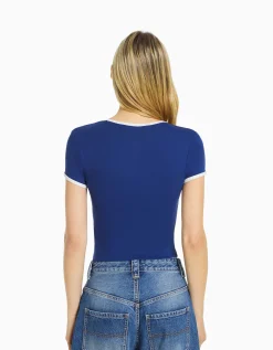 BERSHKA T-shirt manches courtes imprimé Jaune Best Sale