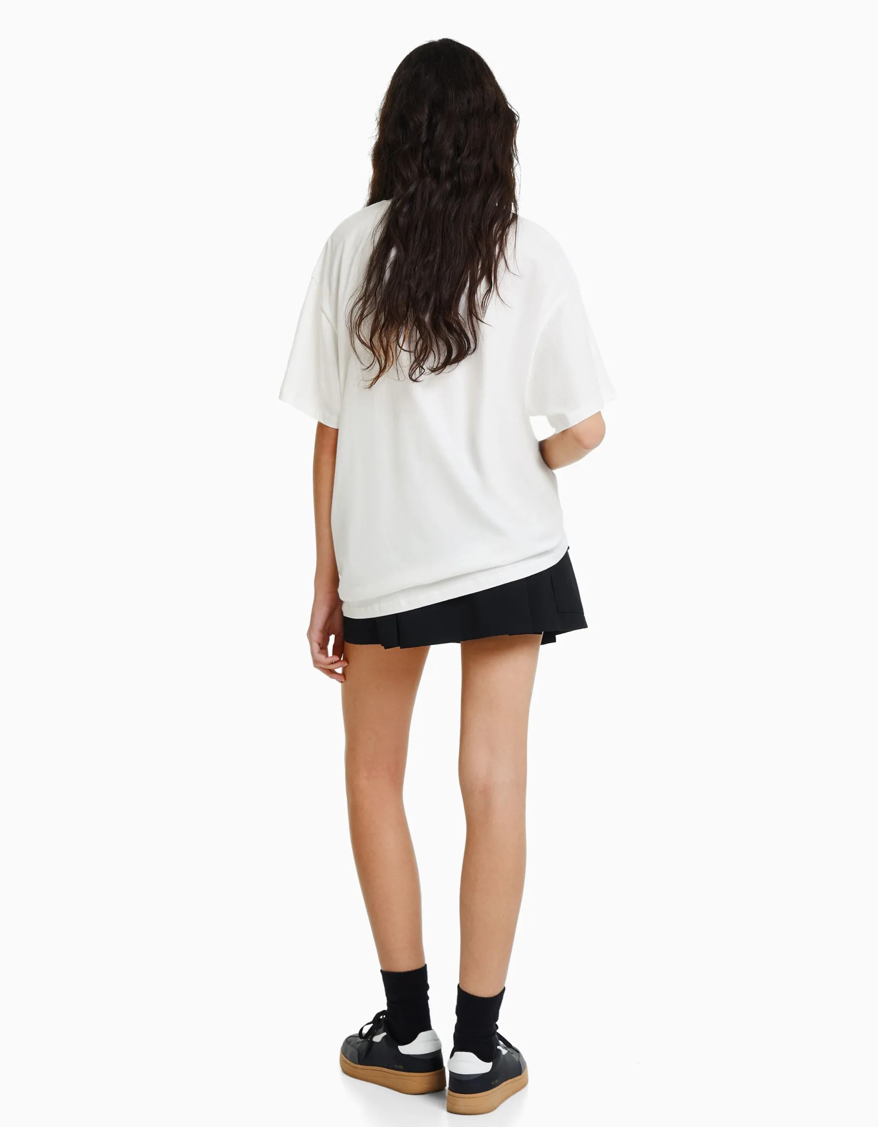 BERSHKA T-shirt manches courtes imprimé Art Series Blanc cassé Cheap