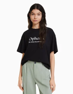 BERSHKA T-shirt manches courtes imprimé Art Series Noir Store