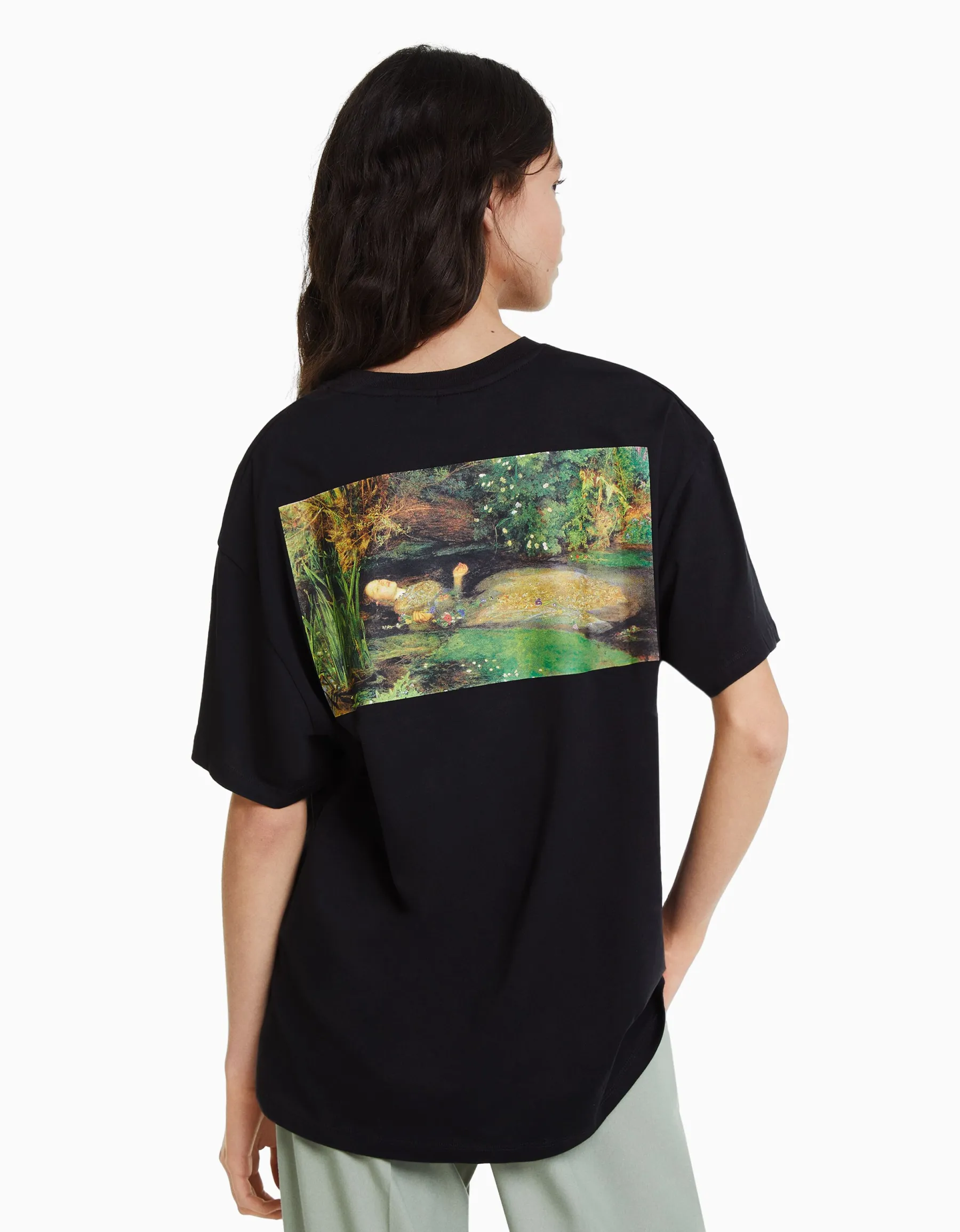BERSHKA T-shirt manches courtes imprimé Art Series Noir Store