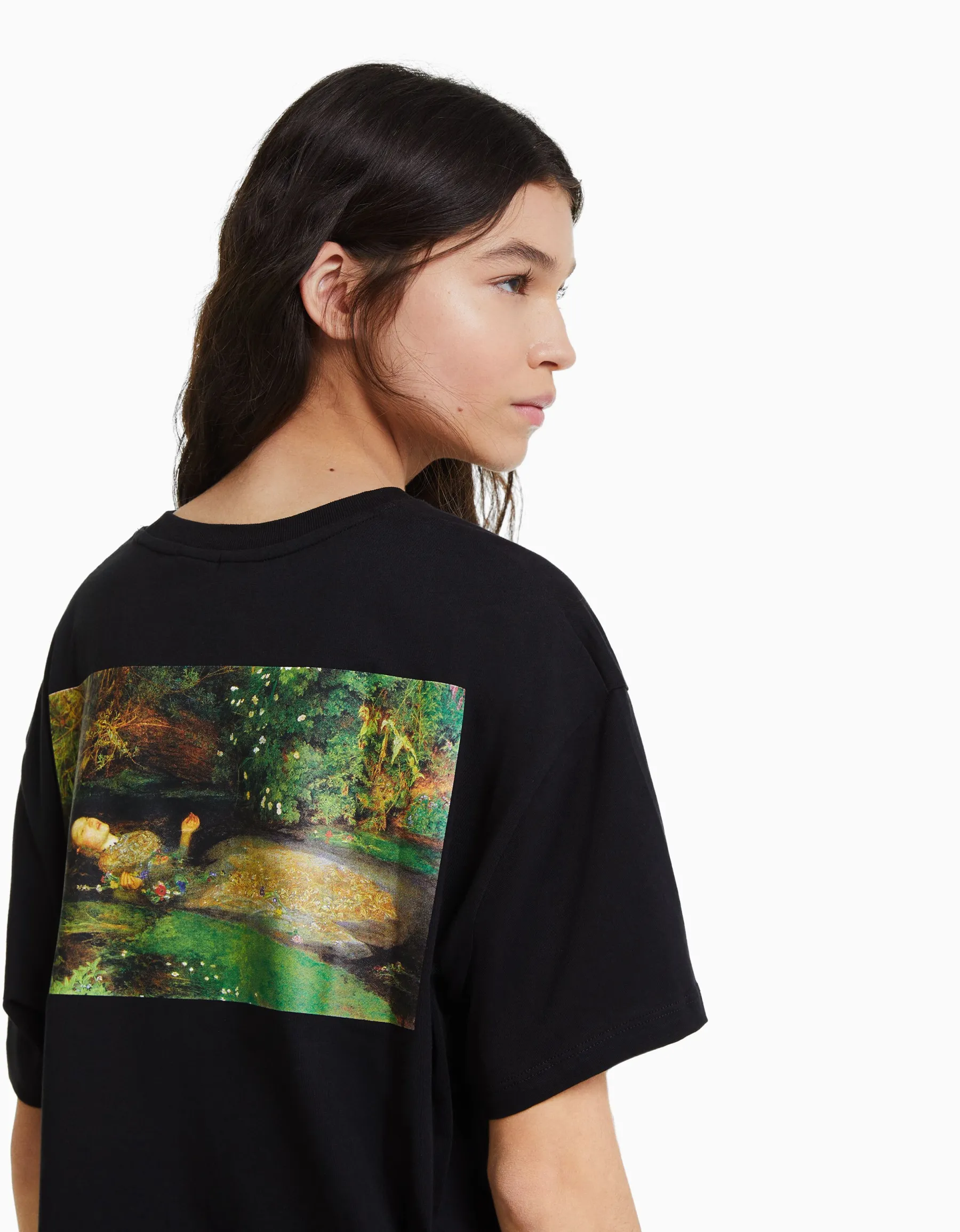 BERSHKA T-shirt manches courtes imprimé Art Series Noir Store