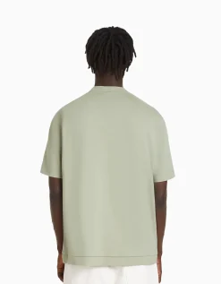 BERSHKA T-shirt manches courtes interlock Kaki Shop