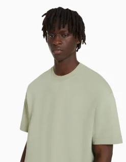 BERSHKA T-shirt manches courtes interlock Kaki Shop