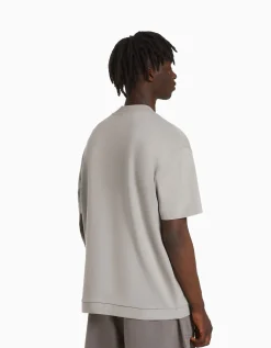 BERSHKA T-shirt manches courtes interlock Gris Online
