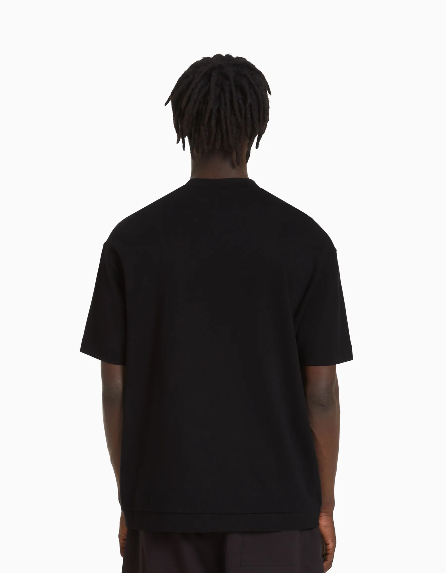 BERSHKA T-shirt manches courtes interlock Noir Outlet