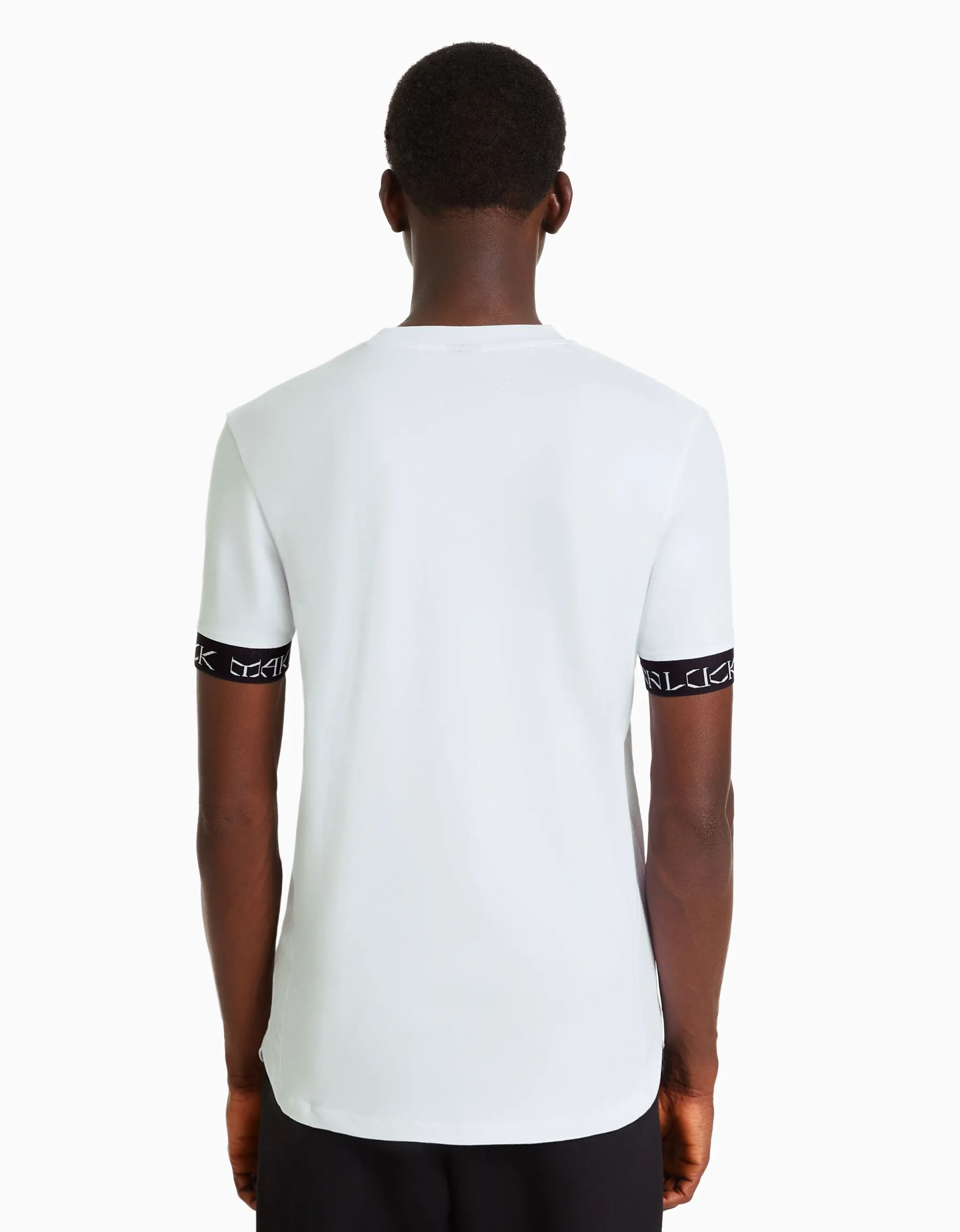 BERSHKA T-shirt manches courtes muscle fit frises Bleu turquoise Discount