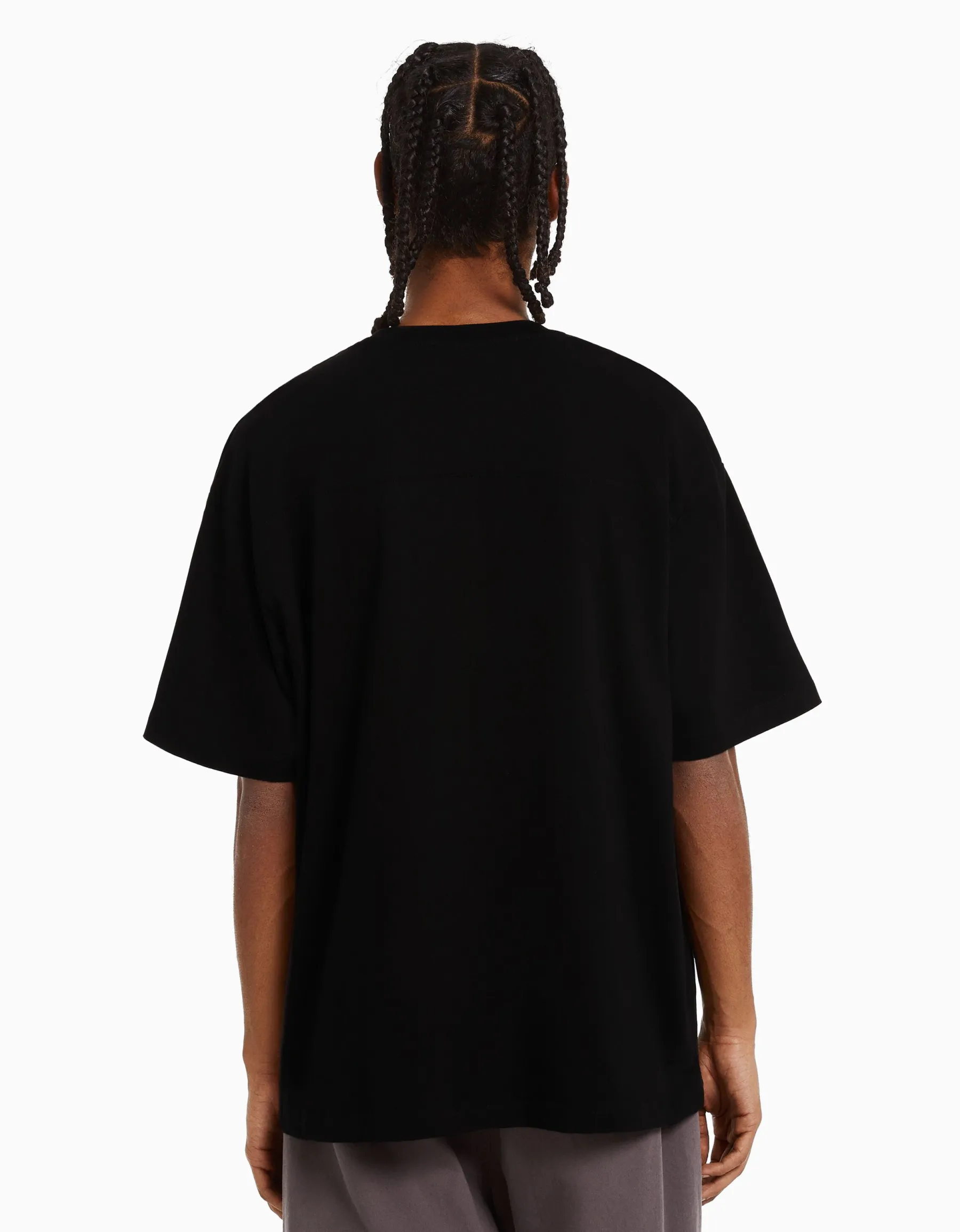 BERSHKA T-shirt manches courtes oversize imprimé Blanc Sale