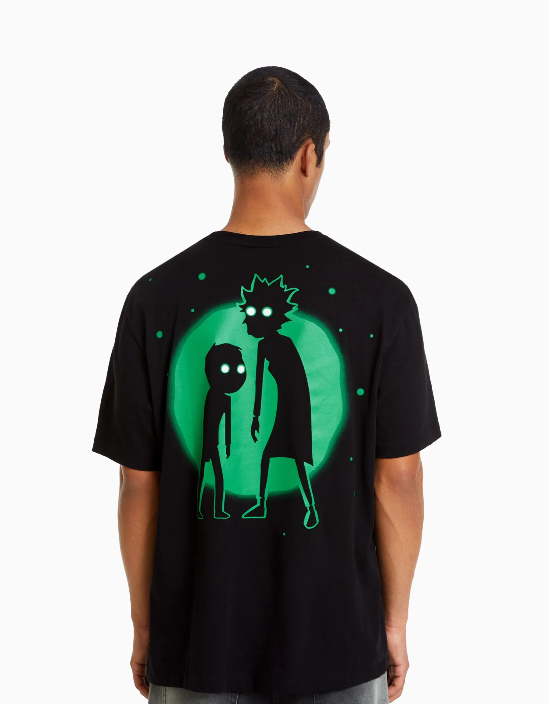 BERSHKA T-shirt manches courtes regular fit imprimé Rick et Morty Blanc Best