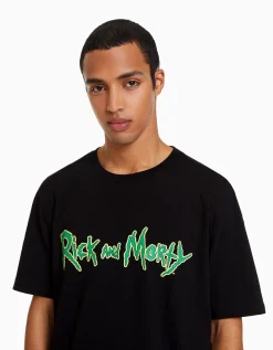 BERSHKA T-shirt manches courtes regular fit imprimé Rick et Morty Blanc Best
