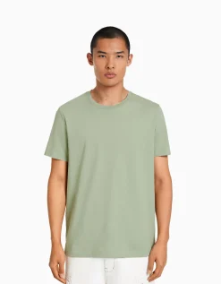 BERSHKA T-shirt manches courtes regular fit Vert Best Sale