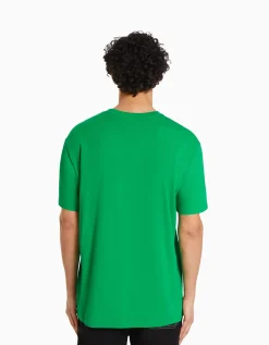 BERSHKA T-shirt manches courtes regular fit Vert Online