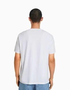 BERSHKA T-shirt manches courtes regular fit Blanc Fashion
