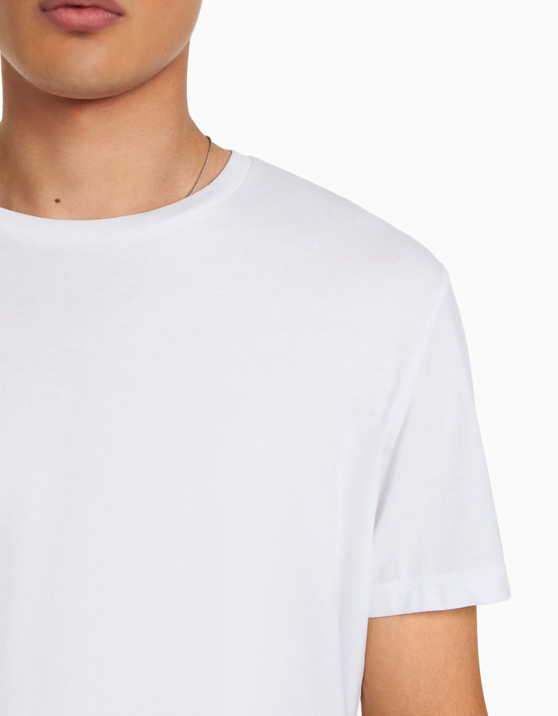 BERSHKA T-shirt manches courtes regular fit Blanc Fashion