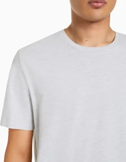 BERSHKA T-shirt manches courtes regular fit Gris Discount