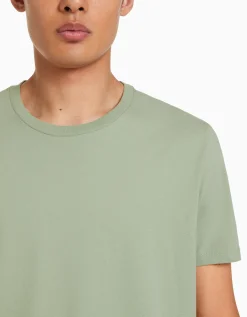 BERSHKA T-shirt manches courtes regular fit Vert Fashion
