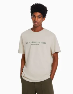 BERSHKA T-shirt manches courtes regular fit 24h LE MANS Camel Clearance
