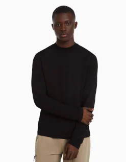 BERSHKA T-shirt manches longues col cheminée Noir Online