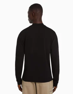 BERSHKA T-shirt manches longues col cheminée Noir Online