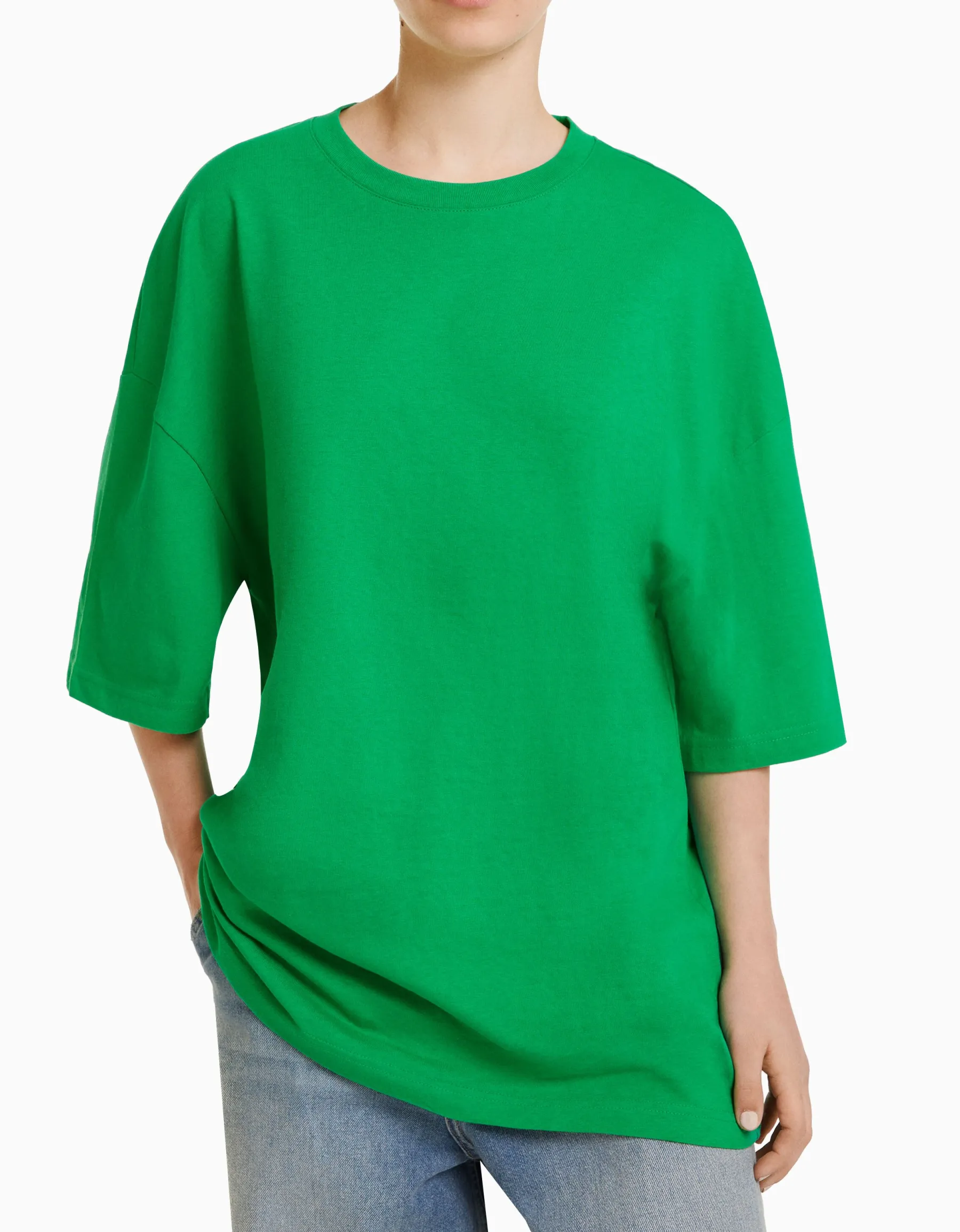 BERSHKA T-shirt oversize à manches courtes Vert Shop