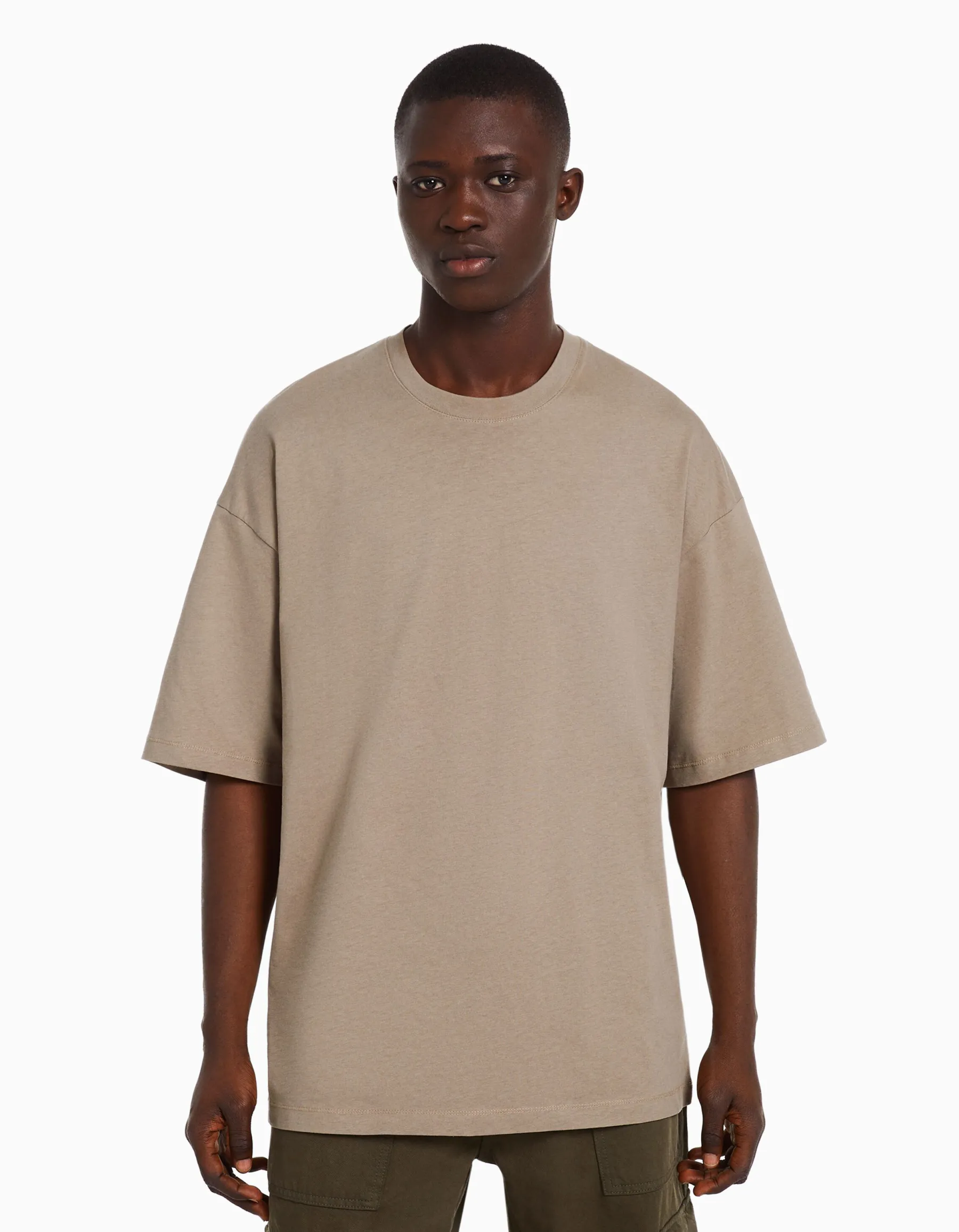 BERSHKA T-shirt oversize à manches courtes Gris Flash Sale