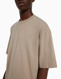 BERSHKA T-shirt oversize à manches courtes Gris Flash Sale