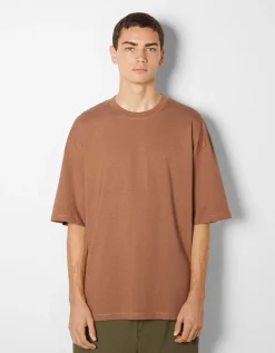 BERSHKA T-shirt oversize à manches courtes Orange foncé Cheap