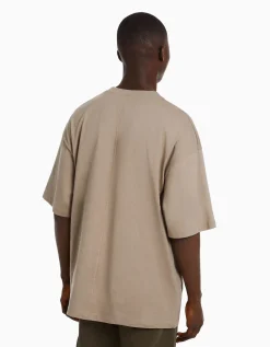 BERSHKA T-shirt oversize à manches courtes Gris Cheap