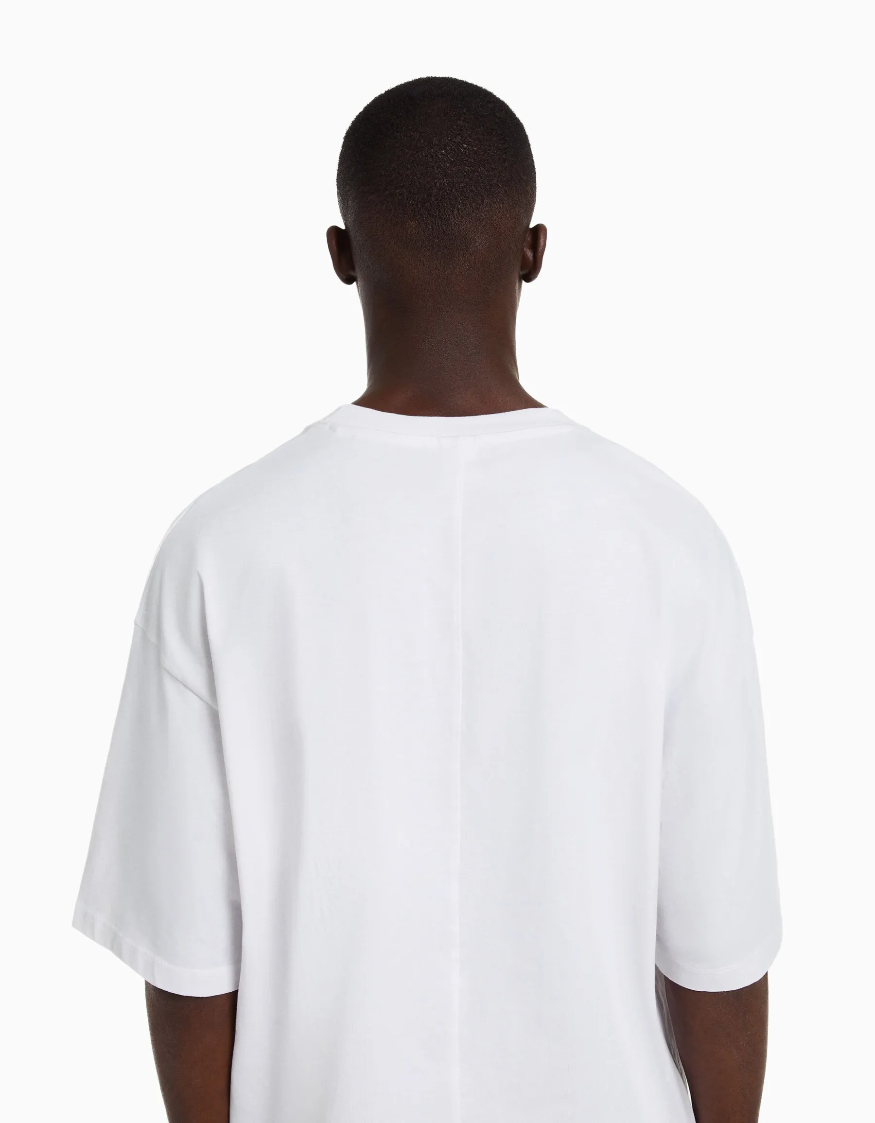 BERSHKA T-shirt oversize à manches courtes Blanc Sale