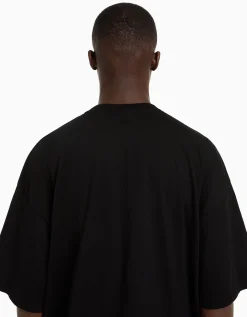 BERSHKA T-shirt oversize à manches courtes Noir Store