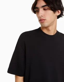 BERSHKA T-shirt oversize à manches courtes Noir Discount