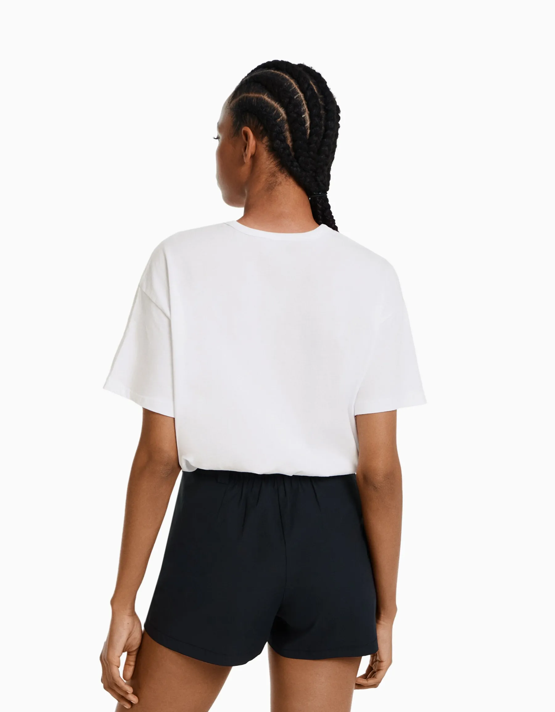 BERSHKA T-shirt oversize à manches courtes Blanc Sale