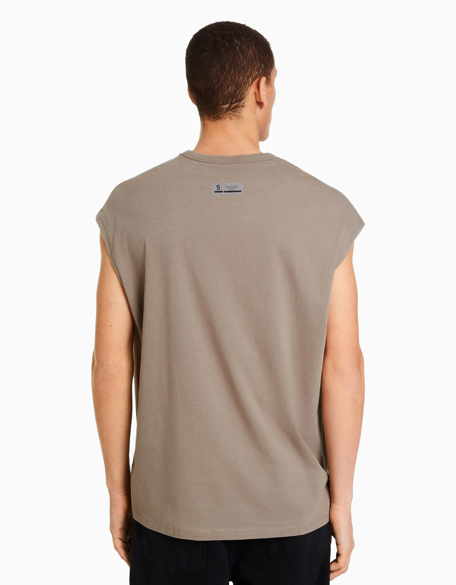 BERSHKA T-shirt sans manches oversize Gris Cheap