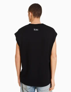 BERSHKA T-shirt sans manches oversize Noir Shop