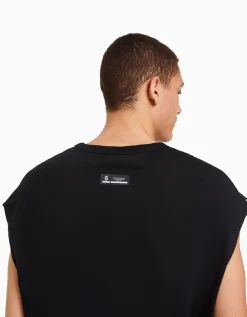 BERSHKA T-shirt sans manches oversize Noir Shop
