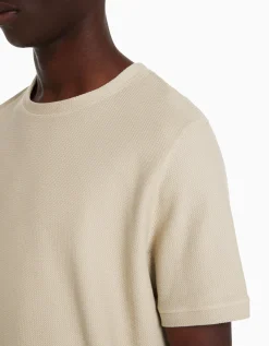 BERSHKA T-shirt texturé à manches courtes Camel Flash Sale