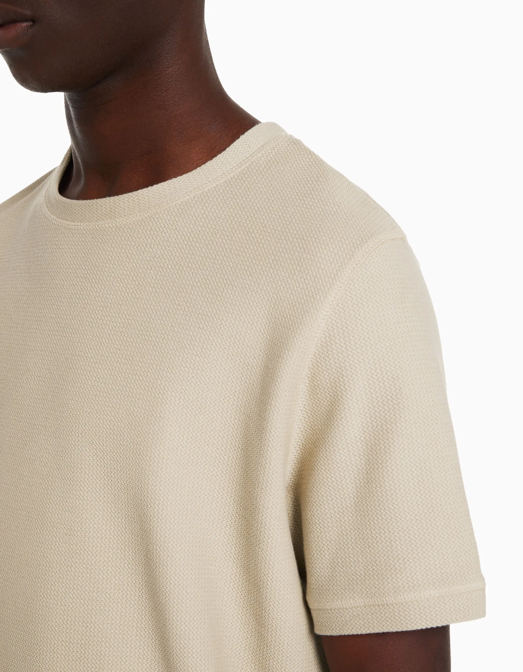 BERSHKA T-shirt texturé à manches courtes Camel Flash Sale