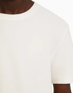 BERSHKA T-shirt texturé à manches courtes Camel Cheap