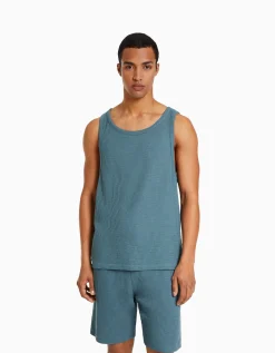 BERSHKA T-shirt workwear sans manches Blanc cassé Sale